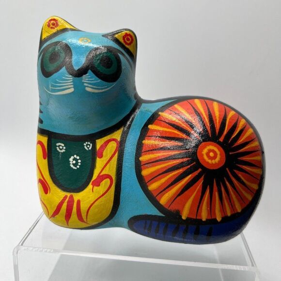 Artist made Other - Vintage Puerto Vallarte 1990 Art Deco Cool Mexican Cat Ceramic Home Decor